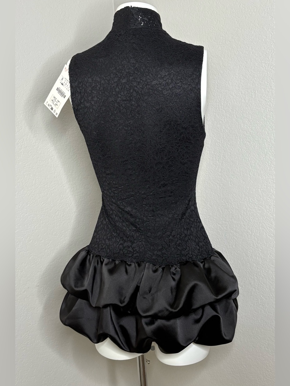 Zara‎ Sleeveless Lace Bubble Skirt Mini Dress Small New Going Out - Picture 6 of 16